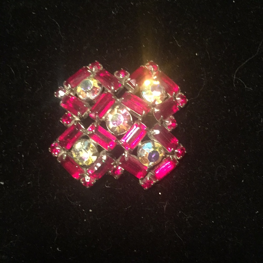 1955 Ruby Red Rhinestone Brooch